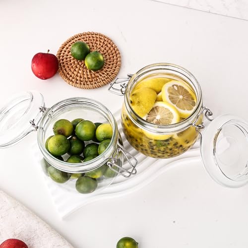 16oz 6 Pack Round Glass Jars with Airtight Lid (6 Count)
