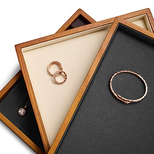 Wood Flat Jewelry Tray Stackable Jewelry Drawer Organizer Showcase Jewelry Holder