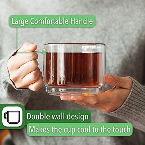 BTaT Double Walled Stackable Glass Coffee Mugs (4 Count)