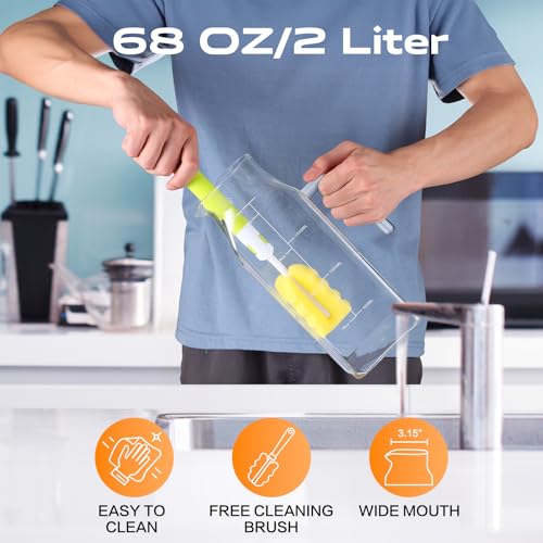 68oz Glass Pitcher with Lid and Handle for Fridge