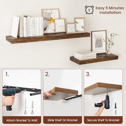 12" Deep Floating Shelves 24x12” Set of 2 (2 Count)