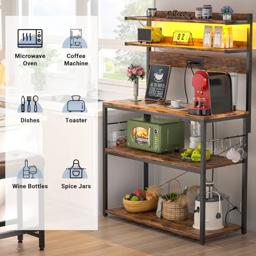 Bakers Rack with Power Outlet & RGB LED