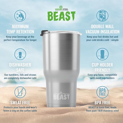 Beast 20 oz Tumbler Stainless Steel Vacuum Insulated Coffee Ice Cup Double Wall Travel Flask