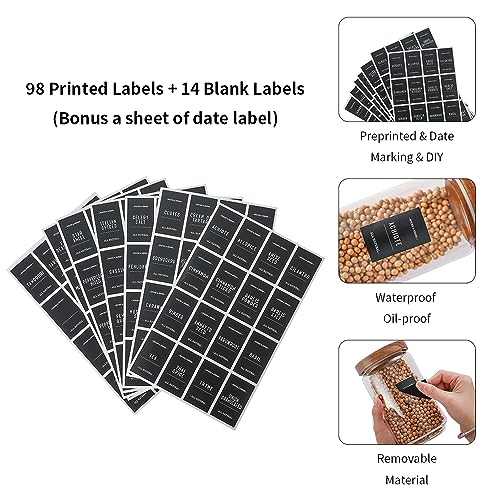 Glass Jars with Wood Lids Include 112 Labels (6 Count)