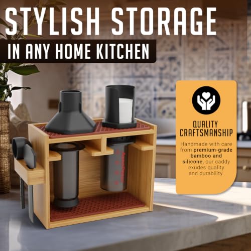 Organizer Stand for AeroPress Bamboo Coffee Caddy Original Brown