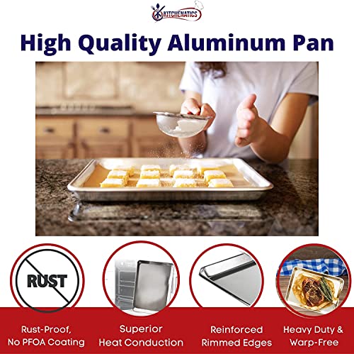 Quarter Sheet Baking Pan Aluminum Nonstick Oven Safe Set 2 (2 Count)