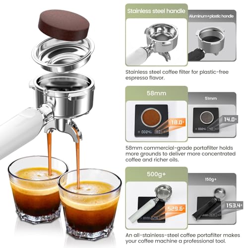 20 Bar Espresso Machine with Professional 58mm Espresso Maker with Milk Frother