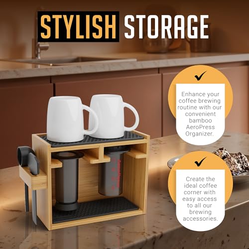 Organizer Stand for AeroPress Bamboo Coffee Caddy Original Black