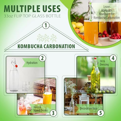 Flip Top Glass Bottle [1 Liter (6 Count)