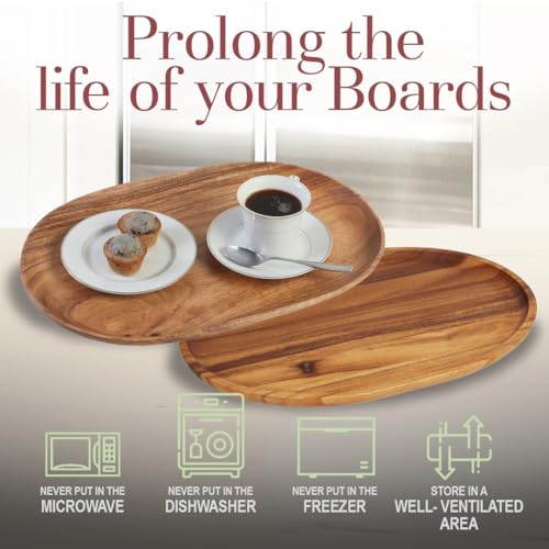 Woodard & Charles Acacia Wood Large Oval Serving Tray (16 Count)