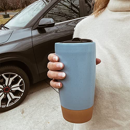 Double Wall Ceramic Coffee Travel Mug with Lid