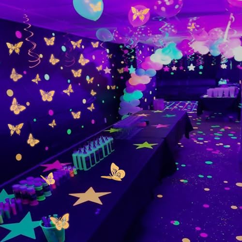 Glow in The Dark 3D Butterfly 24 Pcs Orange Butterfly Stickers (24 Count)