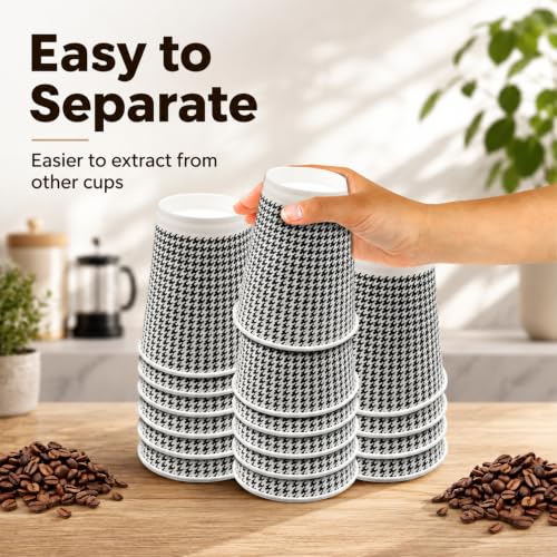 8 oz Coffee Cups 200 Pack【WITHOUT LIDS】 Insulated Corrugated Disposable Paper Cups To Go (200 Count)