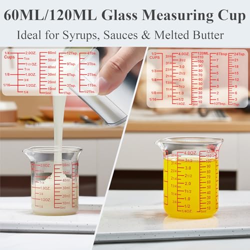 Ackers High Borosilicate Glass Measuring Cup Set with Pour Spout (32 Ounce)