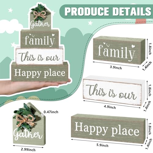 4 Pcs Farmhouse Table Decoration Rustic Sign Block (4 Count)