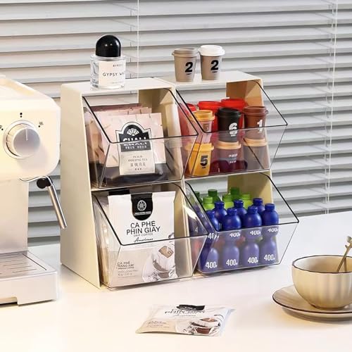 Acrylic Tea Bag & K Cup Organizer with 2 Transparent Drawers