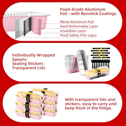 Mini Loaf Pans with Lids and Spoons Sealing Sticker (30 Count)