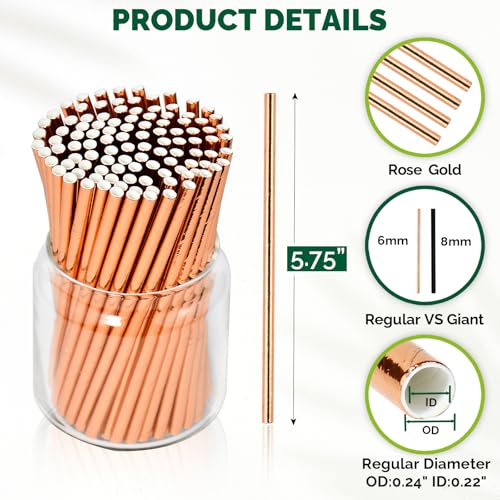 Rose Gold Paper Cocktail Straws (500 Count)