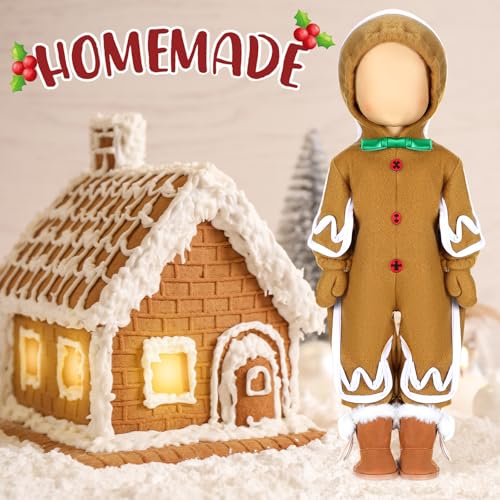 1 Sets Christmas Doll Clothes 18 Inch Gingerbread Man for 18 Inch Doll Costume Outfits Accessories Xmas Gifts (2 Count)