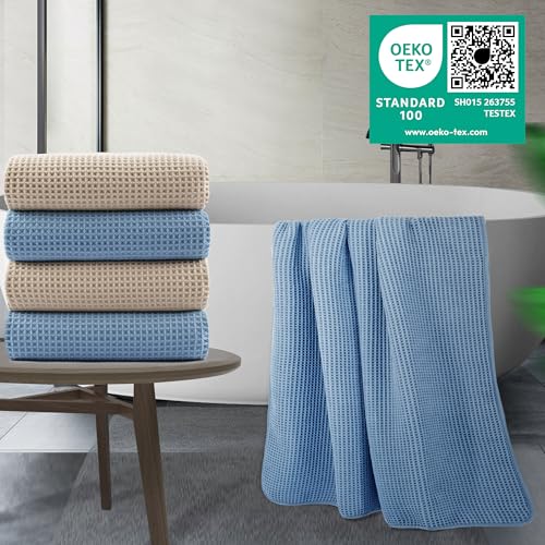 430 GSM Poly Blend Microfiber Quick Dry Waffle Bath Towel (4 Count)