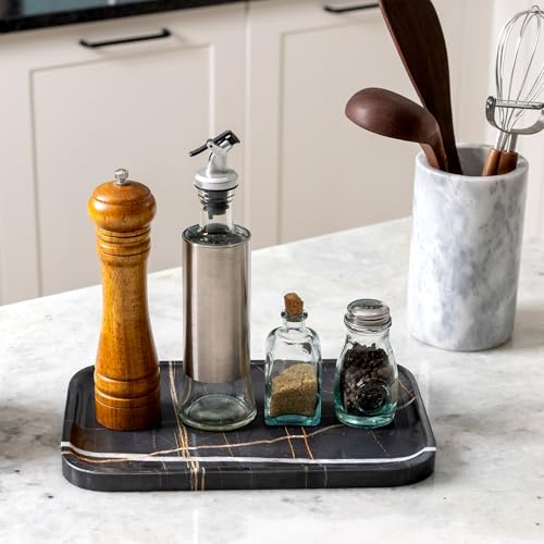 Marble Tray 12"x8" Natural Marble Vanity Tray for Countertop Bathroom Kitchen Dresser