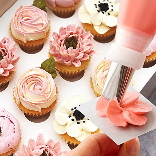 Leaf Piping Bags and Tips Set 7 Pieces Piping Tips Set Cake Decorating Tips Icing Piping Nozzles Set Cupcake Decorating Kit Cupcake Pastry Tool Stainless Steel (7 Count)