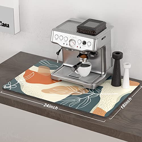 Coffee Mat 16" x 24" Cute Boho Theme Coffee Bar Mats for Espresso Machine Station Accessories and Organizer