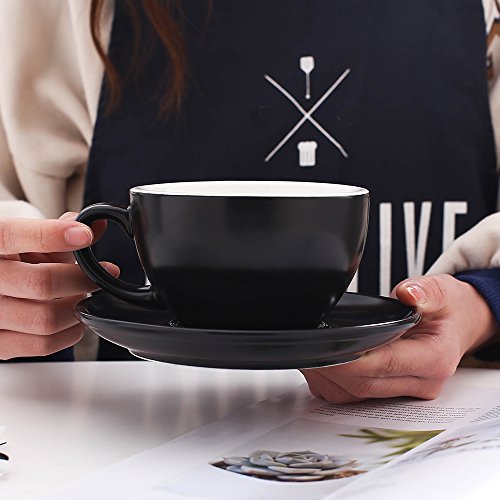 Latte Art Cup and Saucer Fine Porcelain for Latte & Cappuccino