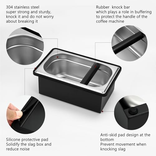 Espresso Knock Box Stainless Steel Large Coffee Puck Container Knockbox