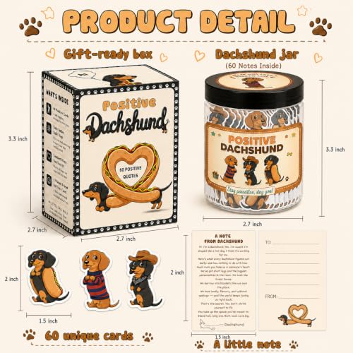 Positive Dachshund Jar with 60 Affirmation Cards