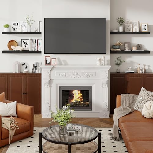 44 Inch Floating Shelves for Wall 8 Inch Deep Black Shelves Set of 2