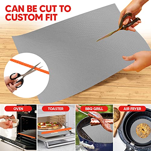 Oven Liners for Bottom of Oven 17"x 25" and Silicone Rack Guards Orange 14" (4 Count)