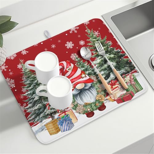 Christmas Dish Drying Mat for Kitchen Counter