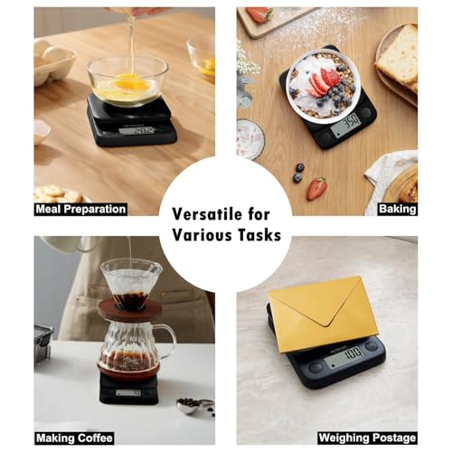 Food Scale Small Digital Kitchen Scales Weight Grams Ounces Black