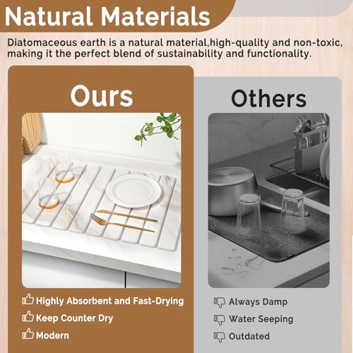 Large Stone Dish Drying Mat for Kitchen Counter (2 Count)