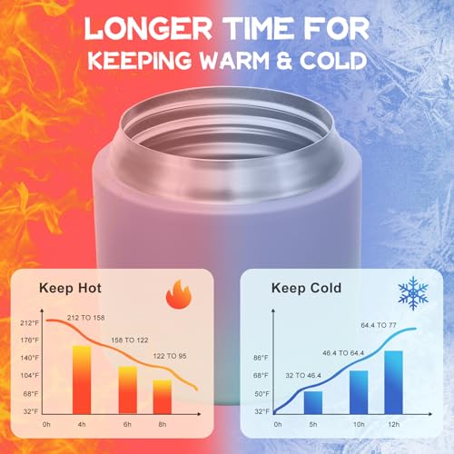 2 - in - 1 Soup Thermo for Hot Food 14oz with Snack Box Container Leak Proof Insulated Lunch Container Kids and Adults Stainless Steel Double Wall Vacuum Wide-mouth Thermal with Spoon and Handle