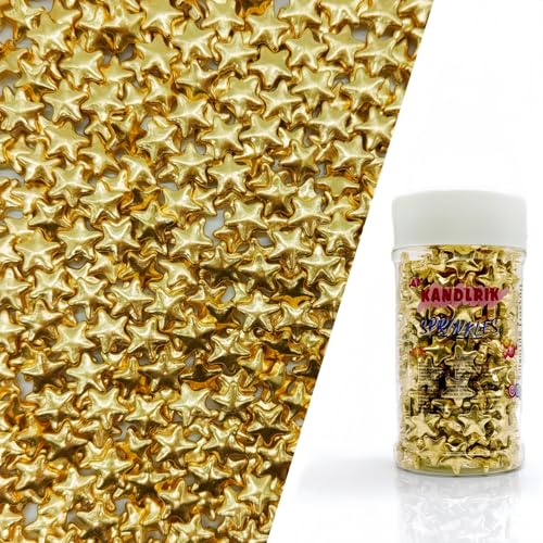10mm Super Gold Stars Sprinkles Edible Stars Cake Decorating Stars Cake Decorations Cupcake Toppers Cookie Decorating Perfect for Cakes (3 Ounce)