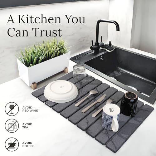 Large Stone Dish Drying Mat for Kitchen Counter 23.5”x 15.25”