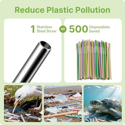 Metal Straws With Silicone Tip for Stanley Quencher 40 oz Tumblers