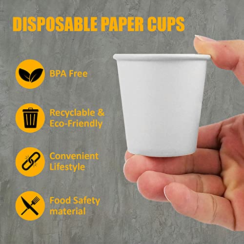 White Disposable Paper Coffee Cups with Lids (100 Count)