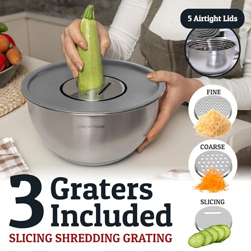 Stainless Steel Mixing Bowls with Lids Set (5 Count)