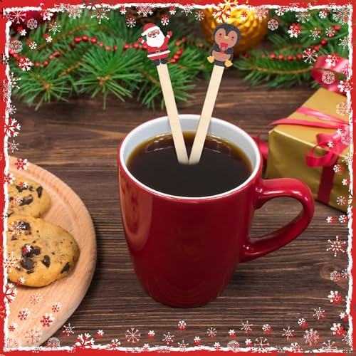 100 Pcs African American Christmas Wooden Coffee Stir Sticks