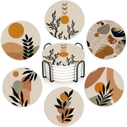 Drink Coasters Set of 6 with Holder