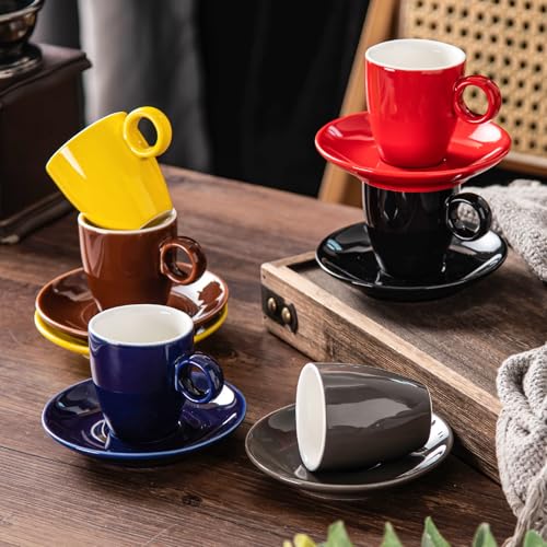2.5oz Espresso Cups with Saucers Set