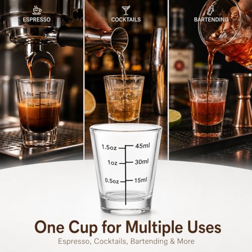 Shot Glasses Measuring Cup Set 12 Pack Espresso Shot Glasses Liquid Heavy Glass (12 Count)
