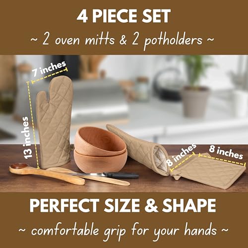 Pot Holders and Oven Mitts Sets for Kitchen Heat Resistant (4 Count)