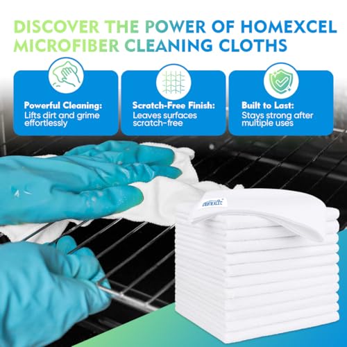 White Microfiber Cleaning Cloth 6 Pack 12.5 x 12.5 inch Microfiber Towels for Cars Ultra Absorbent Car Washing Cloth Lint Free Streak Free Cleaning Rags for Car Kitchen Window (6 Count)