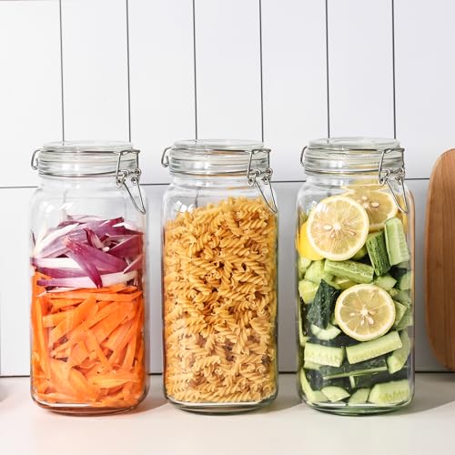 78oz Glass Food Storage Jars with Airtight Clamp Lids (3 Count)