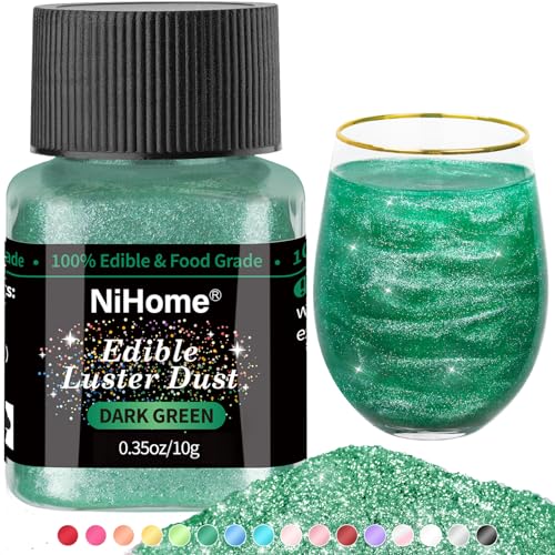 Edible Food Grade Glitter Powder Glimmer Luster Dust Metallic Fancy Food Decorating Sprinkle Glimmery Dust for Drink Wine Beverage Cake Bakery Vegan Allergen