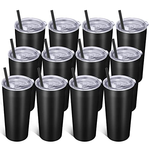 20oz Tumbler Bulk with Lid and Straw 12 Pack (12 Count)